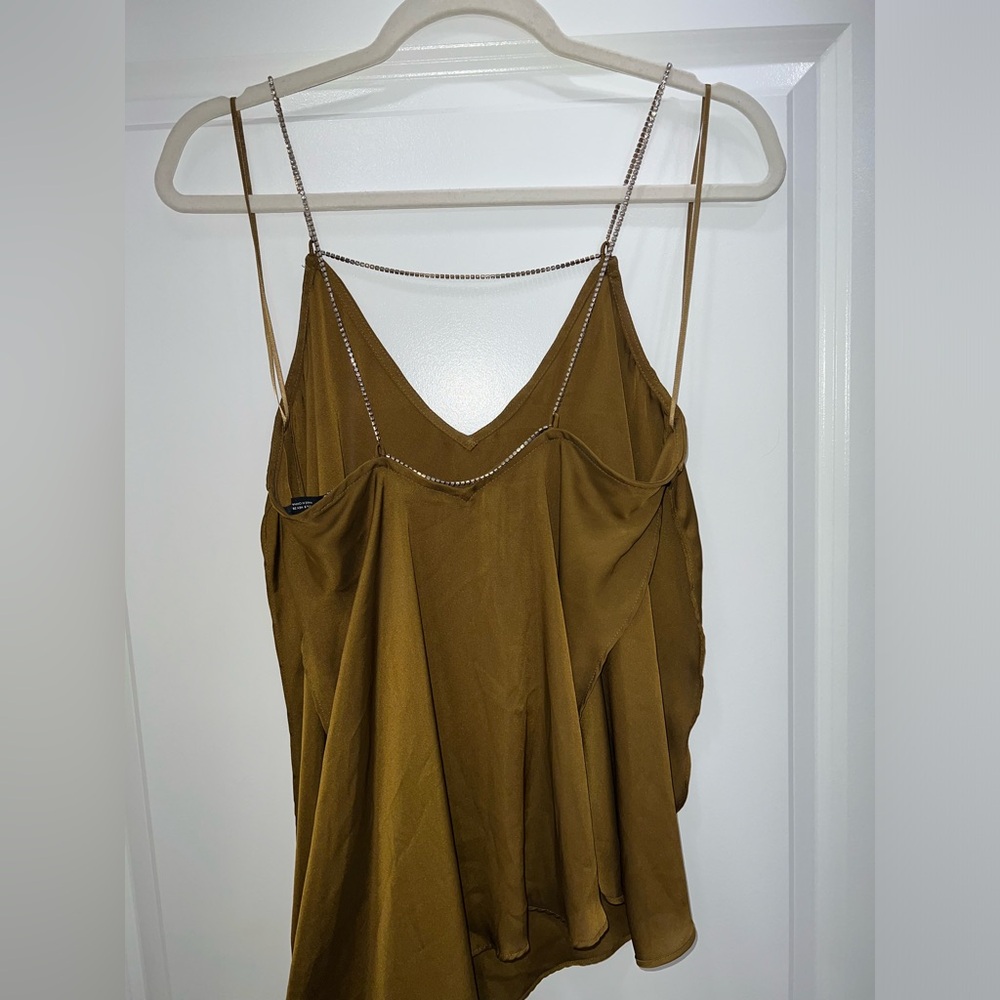 Zara Asymmetrical Satin Rhinestone Top